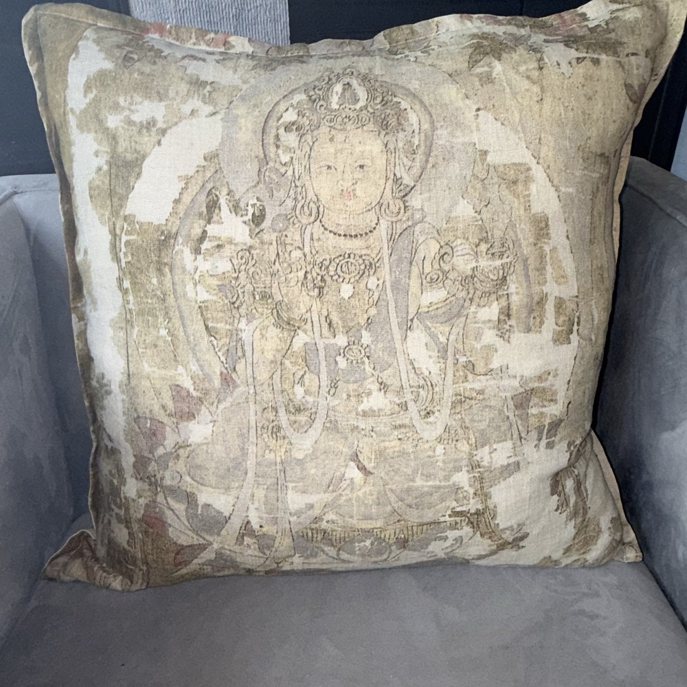 Pine Cone Hill Linen Pillow (COVER ONLY) 22x22 Buddha Zen Global Boho Meditative - Picture 2 of 12
